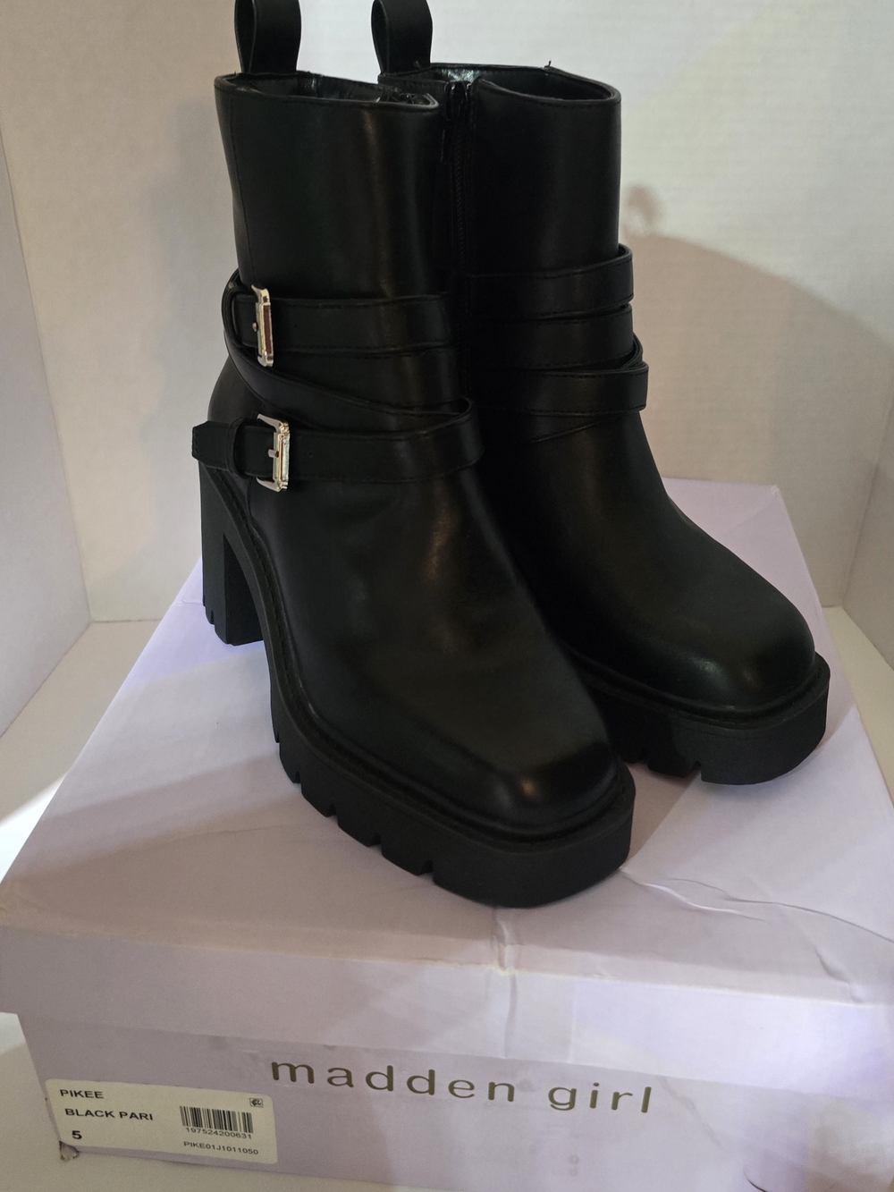 Madden Girl Piker Black Platform Ankle Boots